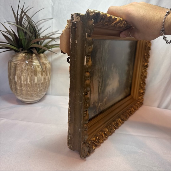 Antique Gold Framed Jean Baptiste Romantic Era Folk Dancing Enchanted Forest Art - Picture 6 of 8